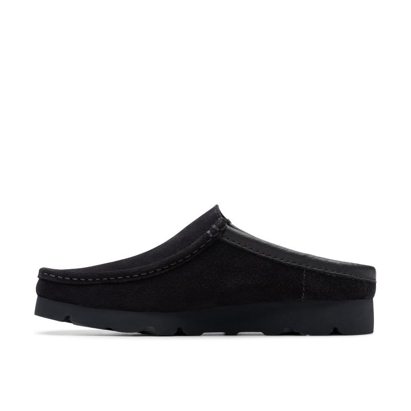 【セール30%OFF】Clarks SS25 クラークス M Wallabee Slip Black Suede 26180443 メンズシューズ ブラックスエード