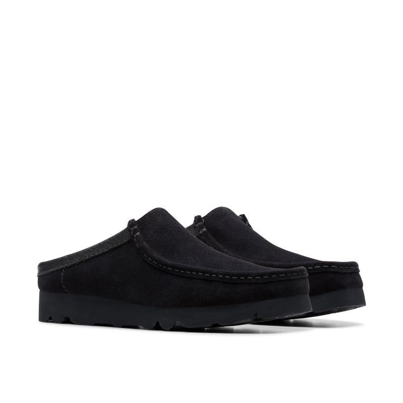 【セール30%OFF】Clarks SS25 クラークス M Wallabee Slip Black Suede 26180443 メンズシューズ ブラックスエード