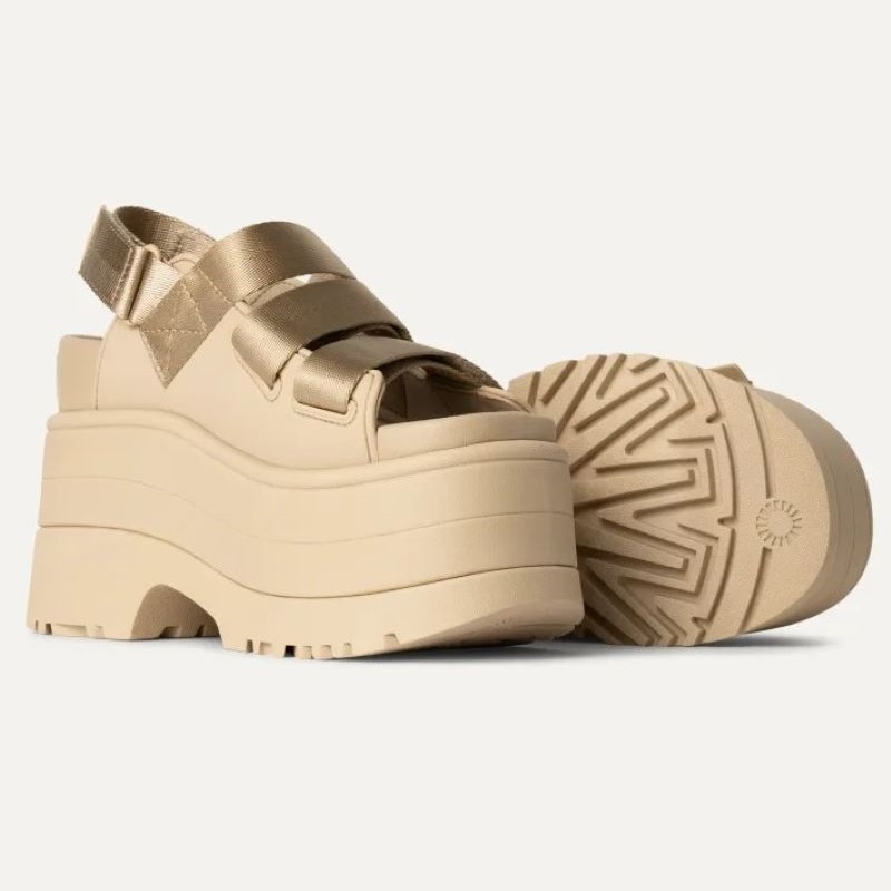 靴 GoldenRise Mustard seed 23cm UGG GOLDENRISE MUSTARD SEED STRAPPY PLATFORM SANDALS US 9