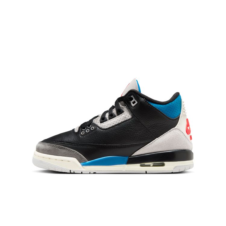 【ナイキ/エア ジョーダン3レトロ OG (GS) ジュニアシューズ】JORDAN BRAND SU25 5/26 AIR JORDAN 3 RETRO OG GS ブラック/チリレッド-ニュートラルグレー IB8968-004