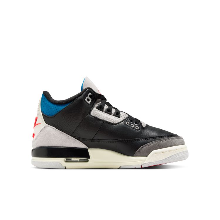 【ナイキ/エア ジョーダン3レトロ OG (GS) ジュニアシューズ】JORDAN BRAND SU25 5/26 AIR JORDAN 3 RETRO OG GS ブラック/チリレッド-ニュートラルグレー IB8968-004