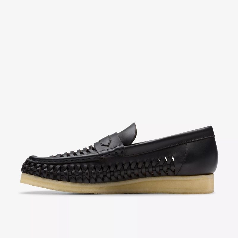 【セール30%OFF】Clarks SS25 M Wallabee Penny Weave Black Leather 26180229