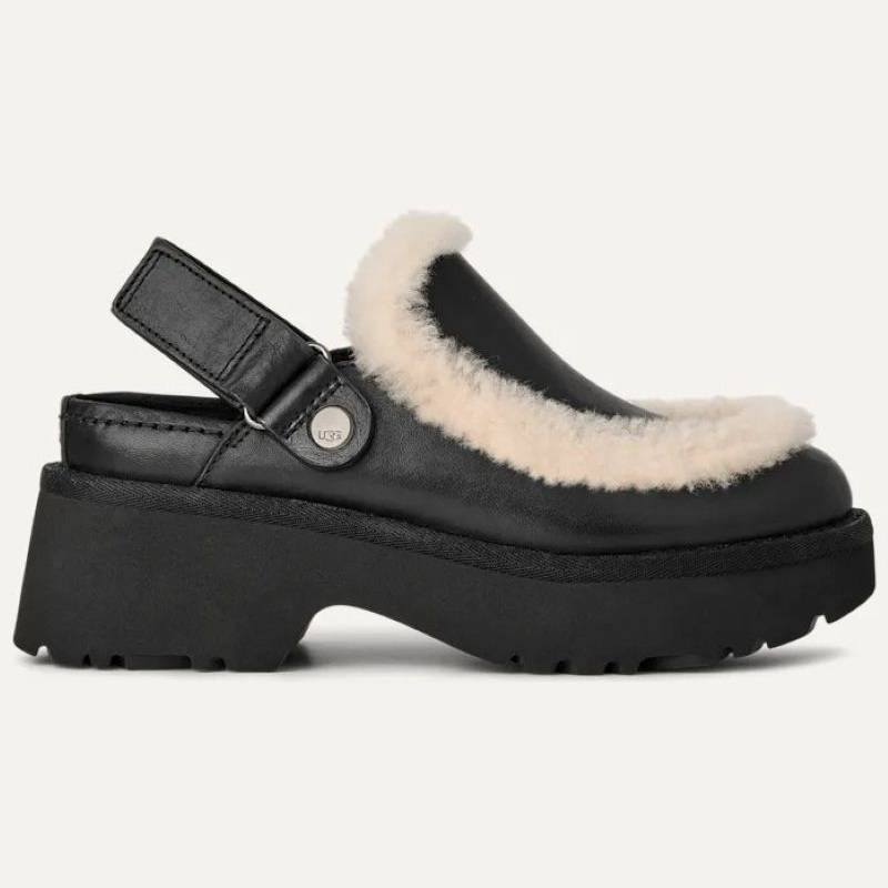 UGG 25AW 8/6 W ESMEE LEATHER CLOG BLACK 1171507-BLK ブラック