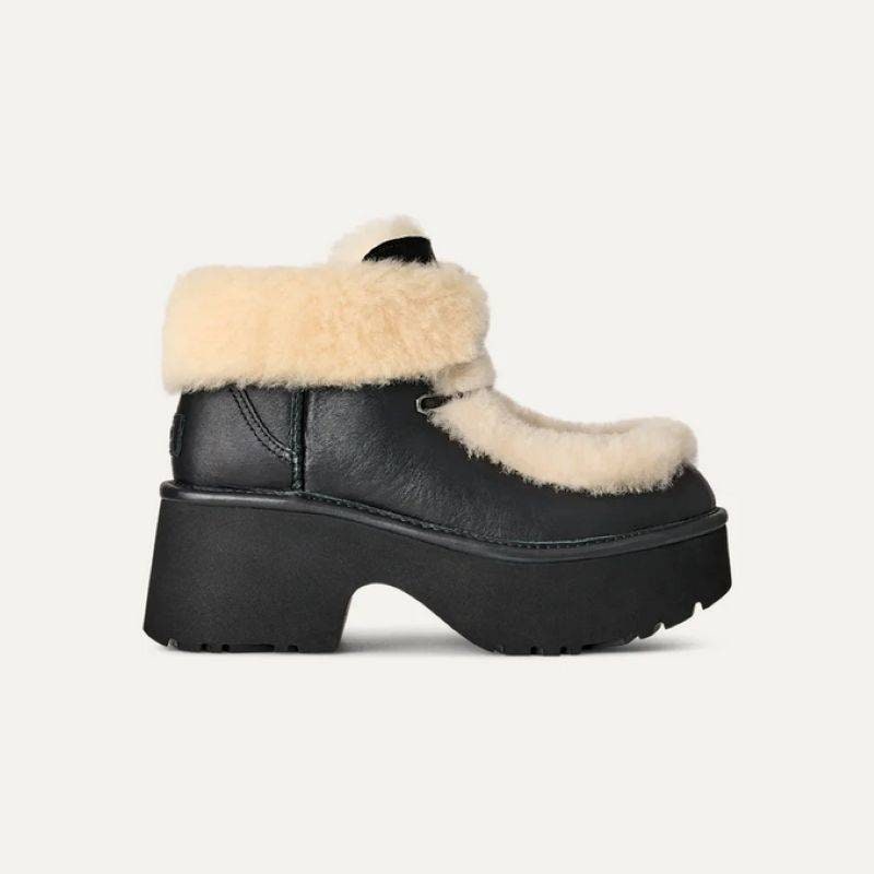 UGG 25AW 9/3 W ESMEE LEATHER LACE UP BLACK 1176110-BLK