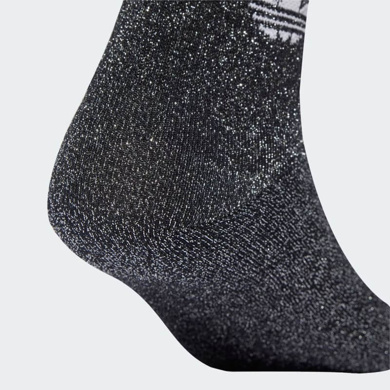adidas 26Q1 3 STRIPES GLITTER CREW SOCKS 2 PAIRS ブラック/ホワイト JV6049