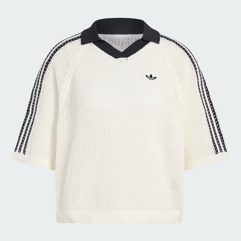 adidas 26Q1 adidas KNITTED CROCHET POLO オフホワイト KC6490