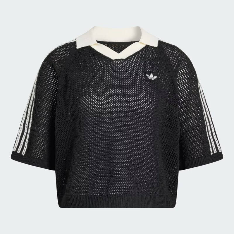 adidas 26Q1 adidas KNITTED CROCHET POLO ブラック KC6491｜アメ横