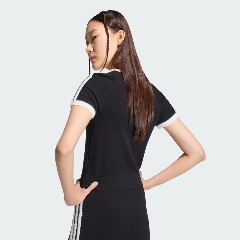 adidas 26Q3 adidas KNITTED TEE ブラック/ホワイト KS7375｜アメ横