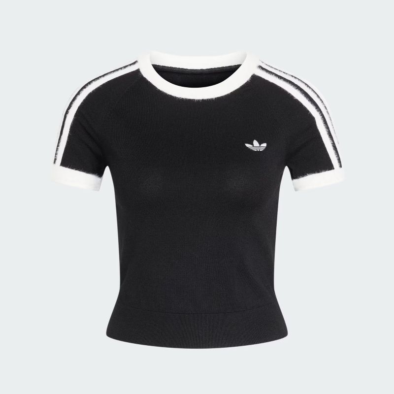 adidas 26Q3 adidas KNITTED TEE ブラック/ホワイト KS7375｜アメ横