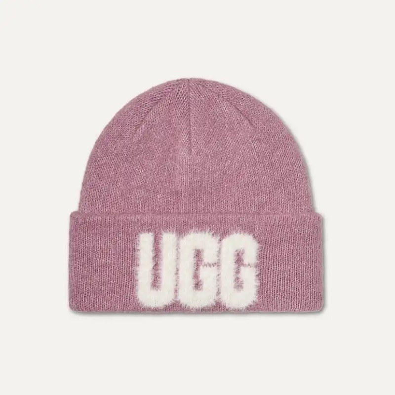 UGG AW26 9/16 U FUZZY UGG LOGO BEANIE DUSTY ORCHID 105248-DYR