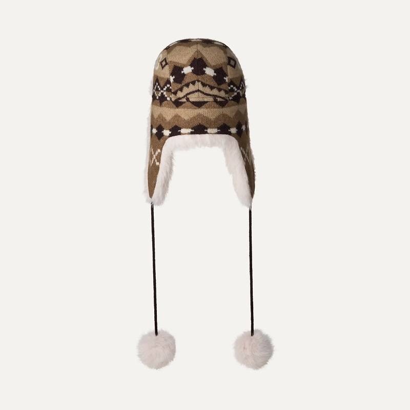 UGG AW26 10/14 W BRAYLEE UGGISLE FLAP HAT COFFEE GROUNDS HEATHER 105668-CFFG