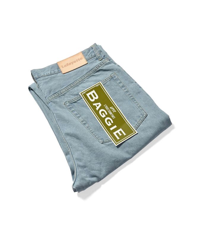 【送料無料】Lafayette 23.11.18 5 POCKET WASHED DENIM PANTS BAGGIE FIT LA231103 ブルー ライトブルー