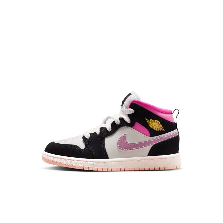 JORDAN BRAND SU26 JORDAN 1 MID SE PS ブラック/ユニバーシティゴールド-セイル-ピンクシクル II1252-001