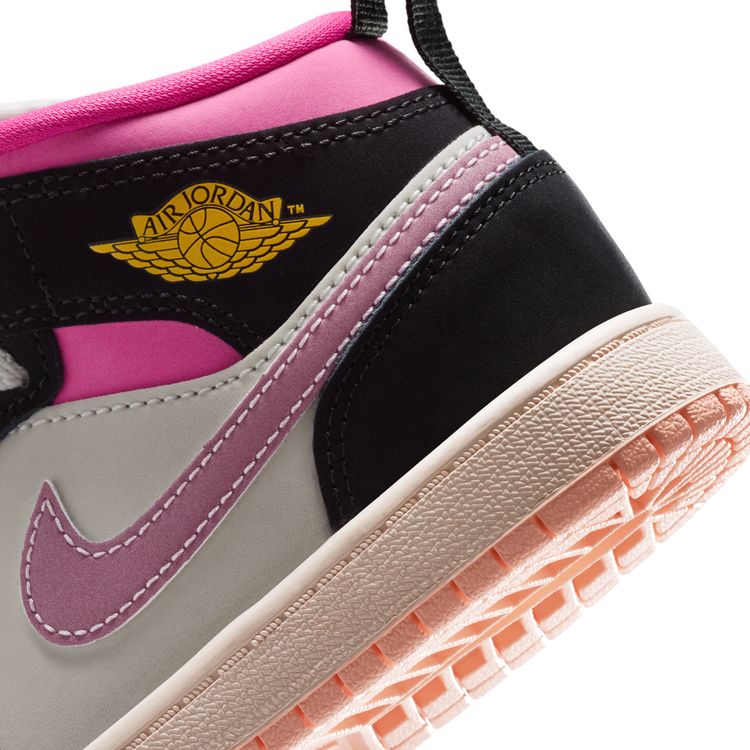 JORDAN BRAND SU26 JORDAN 1 MID SE PS ブラック/ユニバーシティゴールド-セイル-ピンクシクル II1252-001