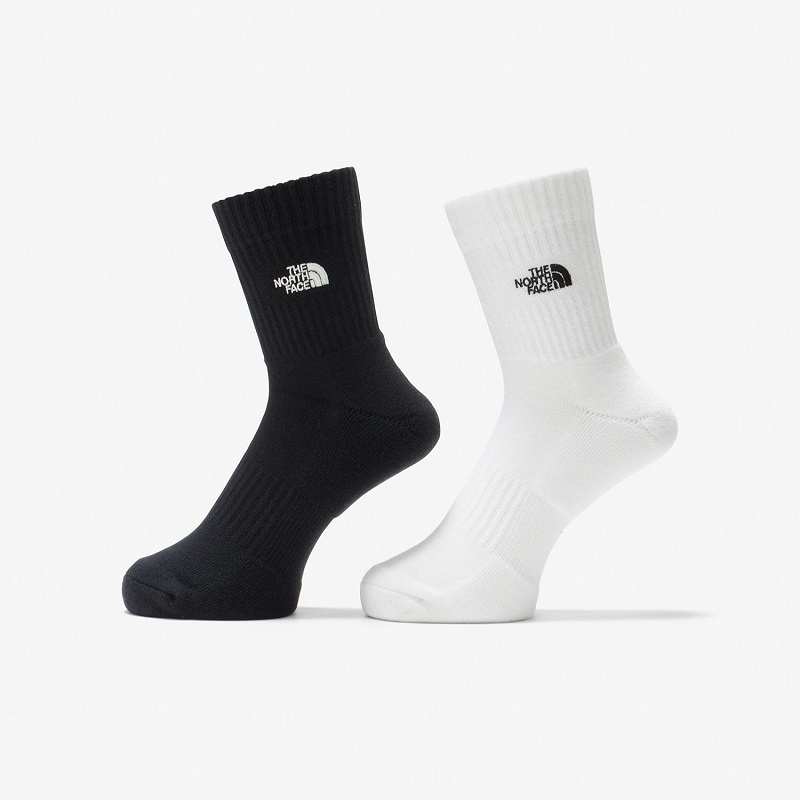 【クルーソックス】【2足組】【オーガニックコットン】THE NORTH FACE 24SS ザ・ノースフェイス TNF ロゴ 2P クルー TNF Logo 2P Crew TNFブラック/TNFホワイト NN82310-KW ユニセックス ソックス