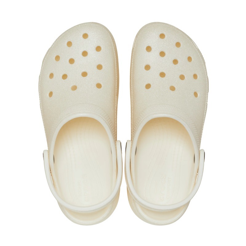 【グリッター】【プラットフォーム】crocs C/O クロックス ウィメンズ クラシック プラットフォーム グリッター クロッグ CLASSIC PLATFORM GLITTER CLOG W Chalk 207241-0WV チョーク