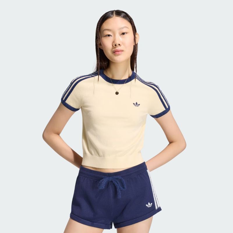 adidas 26Q3 adidas KNITTED TEE ウォームバニラ/ナイトインディゴ