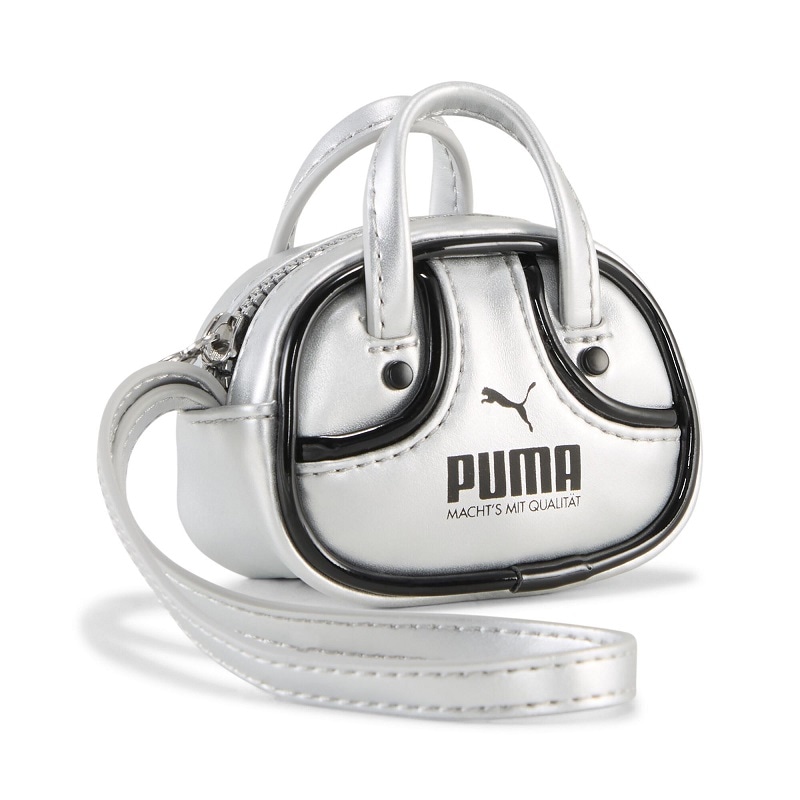 PUMA AU25 8/14 PUMA 1976 METALLIC GRIP BAG KEYCHAIN GLACIAL GRAY-PUMA BLACK 092599-01