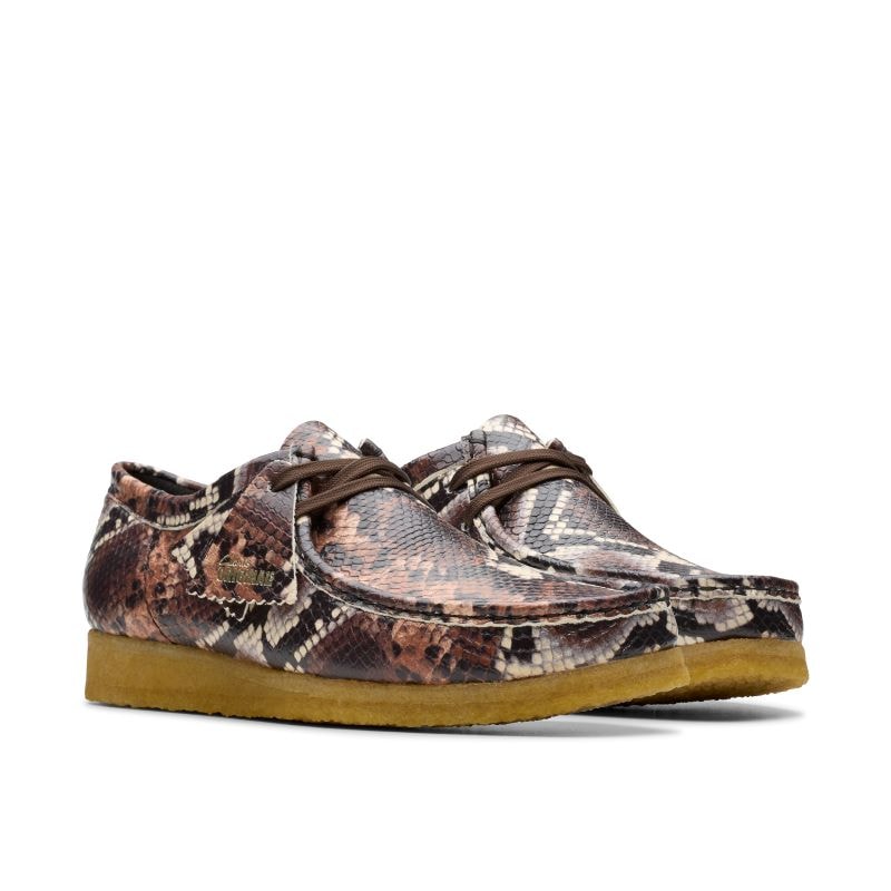 Clarks AW24 M Wallabee -SNAKE PRINT PACK- 26178216 BrownSnake Print 【ワラビー】【スネークプリントパック】