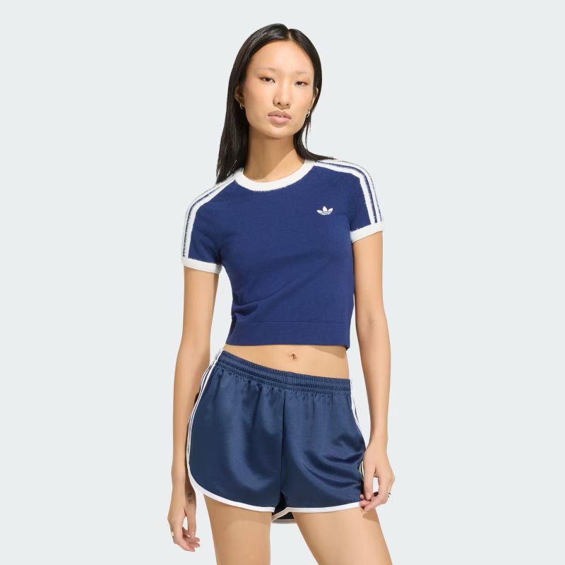 adidas 26Q3 adidas KNITTED TEE ダークブルー/ホワイト KW2606