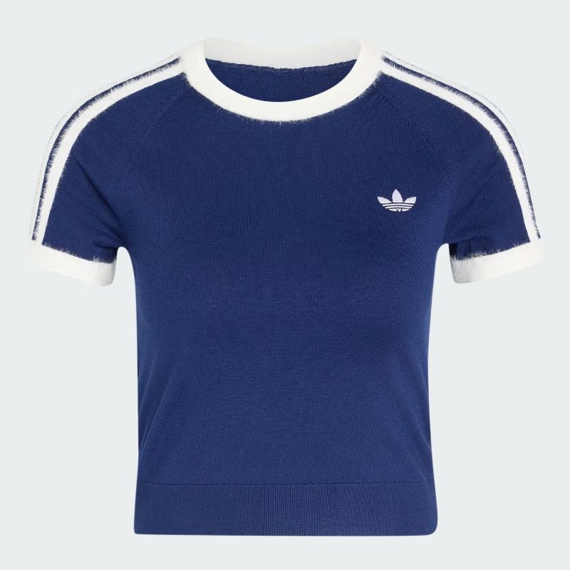 adidas 26Q3 adidas KNITTED TEE ダークブルー/ホワイト KW2606