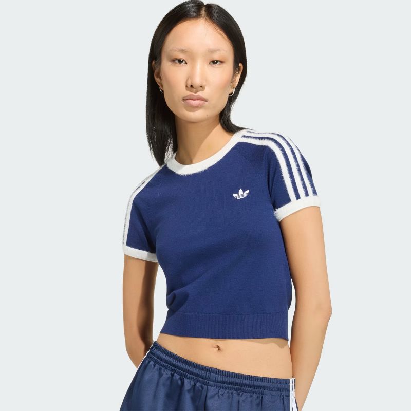 adidas 26Q3 adidas KNITTED TEE ダークブルー/ホワイト KW2606