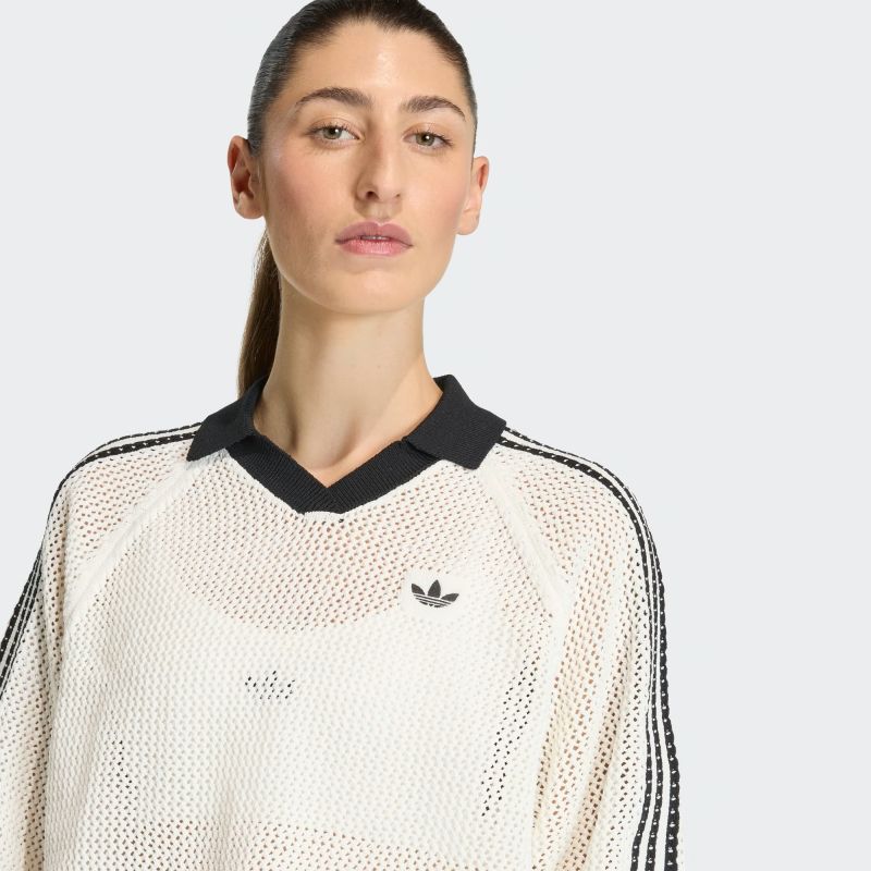 adidas 26Q1 adidas KNITTED CROCHET POLO オフホワイト KC6490