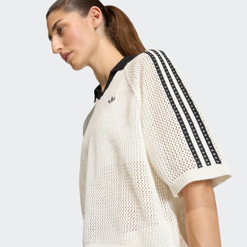 adidas 26Q1 adidas KNITTED CROCHET POLO オフホワイト KC6490