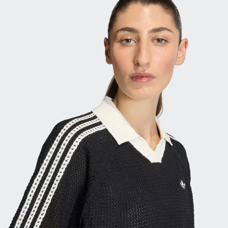 adidas 26Q1 adidas KNITTED CROCHET POLO ブラック KC6491