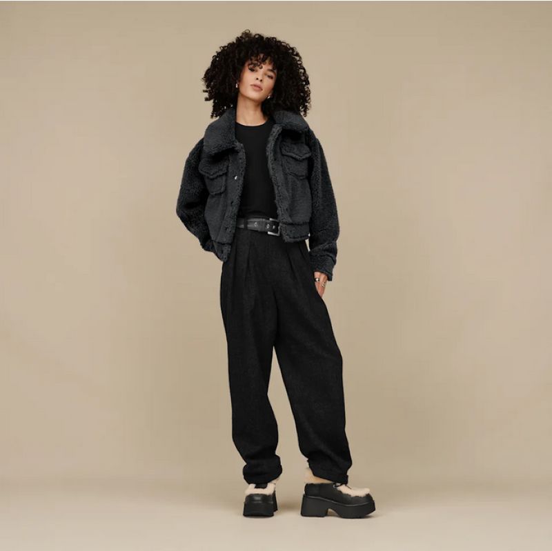 UGG 25AW 9/3 W ESMEE LEATHER LACE UP BLACK 1176110-BLK ブラック