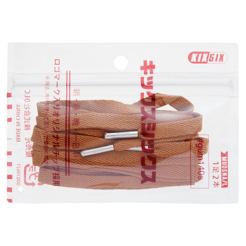 【シューレース】【平紐】KIXSIX C/O キックスシックス ベーシック シューレース BASIC SHOELACE GUM/silver KX-02BS-GM メンズ レディース アクセサリー ガム