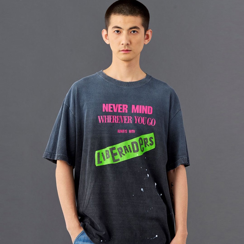 Liberaiders 26SS 5/15 FADED PUNK LOGO TEE 736212601 ブラック
