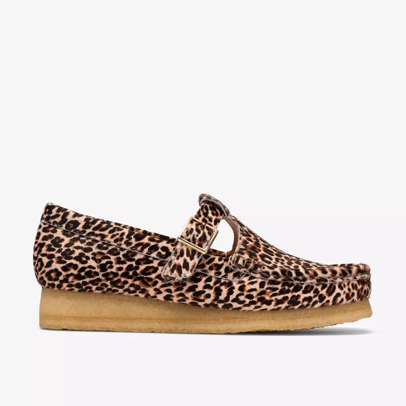 Clarks SS26 W Wallabee T Bar Leopard Print 26185594