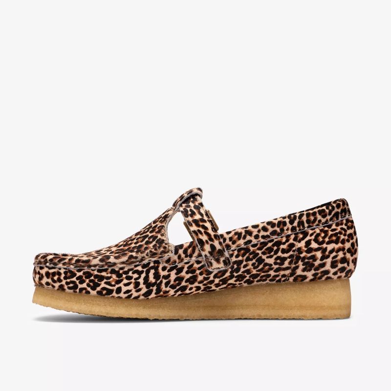 Clarks SS26 W Wallabee T Bar Leopard Print 26185594