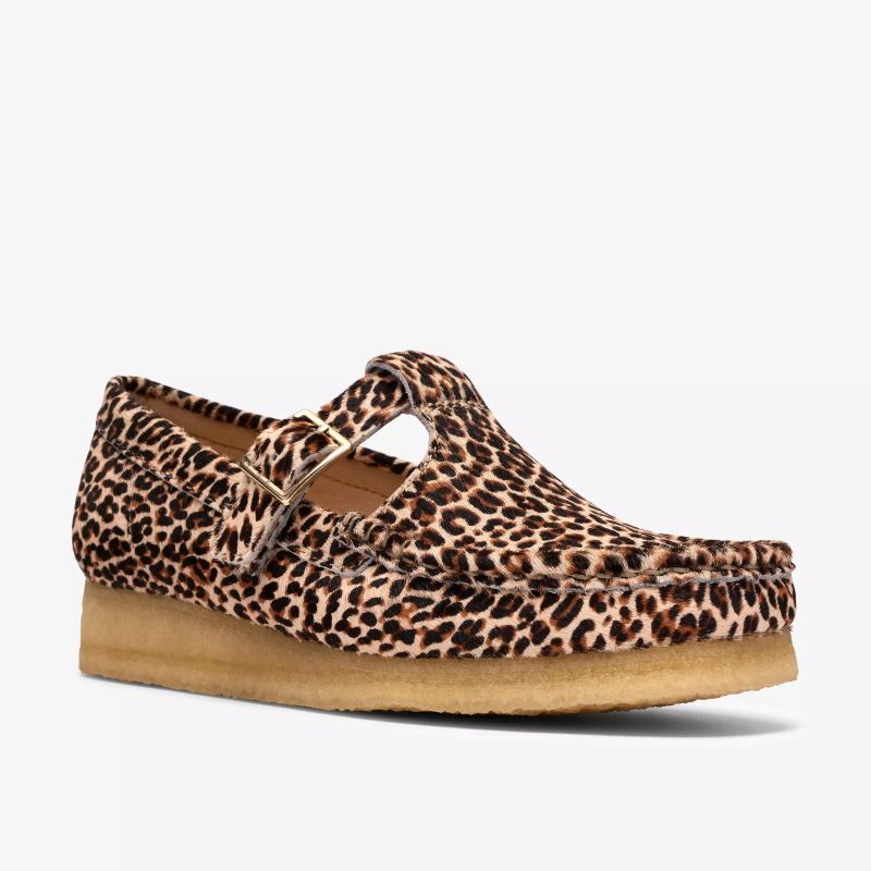 Clarks SS26 W Wallabee T Bar Leopard Print 26185594