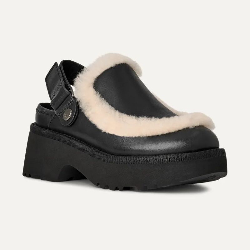 UGG 25AW 8/6 W ESMEE LEATHER CLOG BLACK 1171507-BLK ブラック