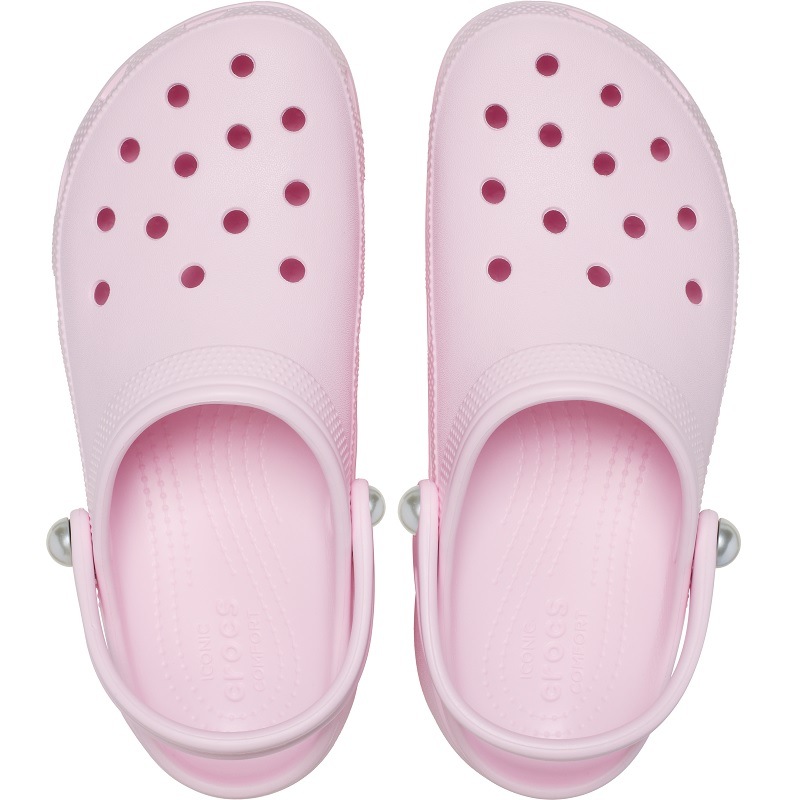 【サンダル】crocs 25Q1クロックス クラシック プラットフォーム パール クロッグ CLASSIC PLATFORM PEARL CLOG Pink Milk 211231-6ZW ピンクミルク