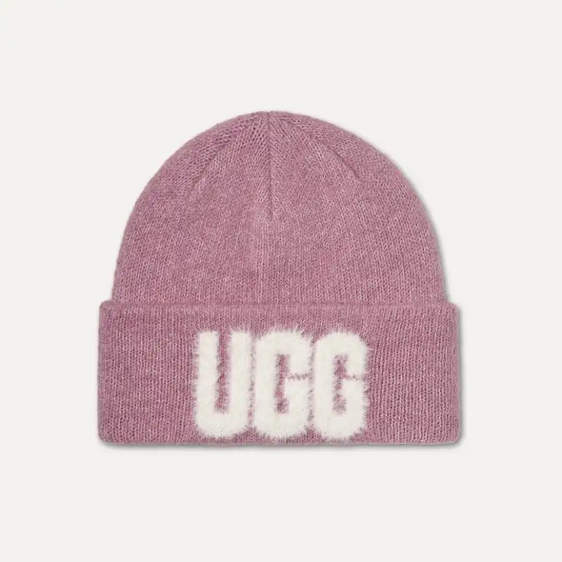 UGG AW26 9/16 U FUZZY UGG LOGO BEANIE DUSTY ORCHID 105248-DYR
