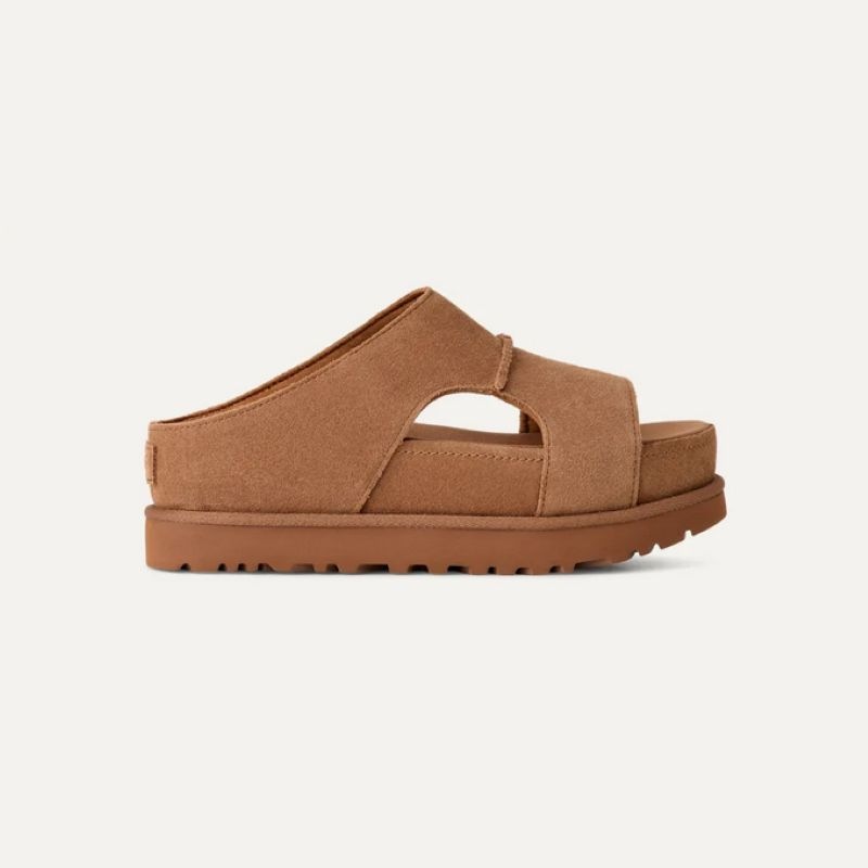 UGG S26 2/2 W GOLDENSTAR HI CUTOUT SLIDE CHESTNUT 1175132-CHE