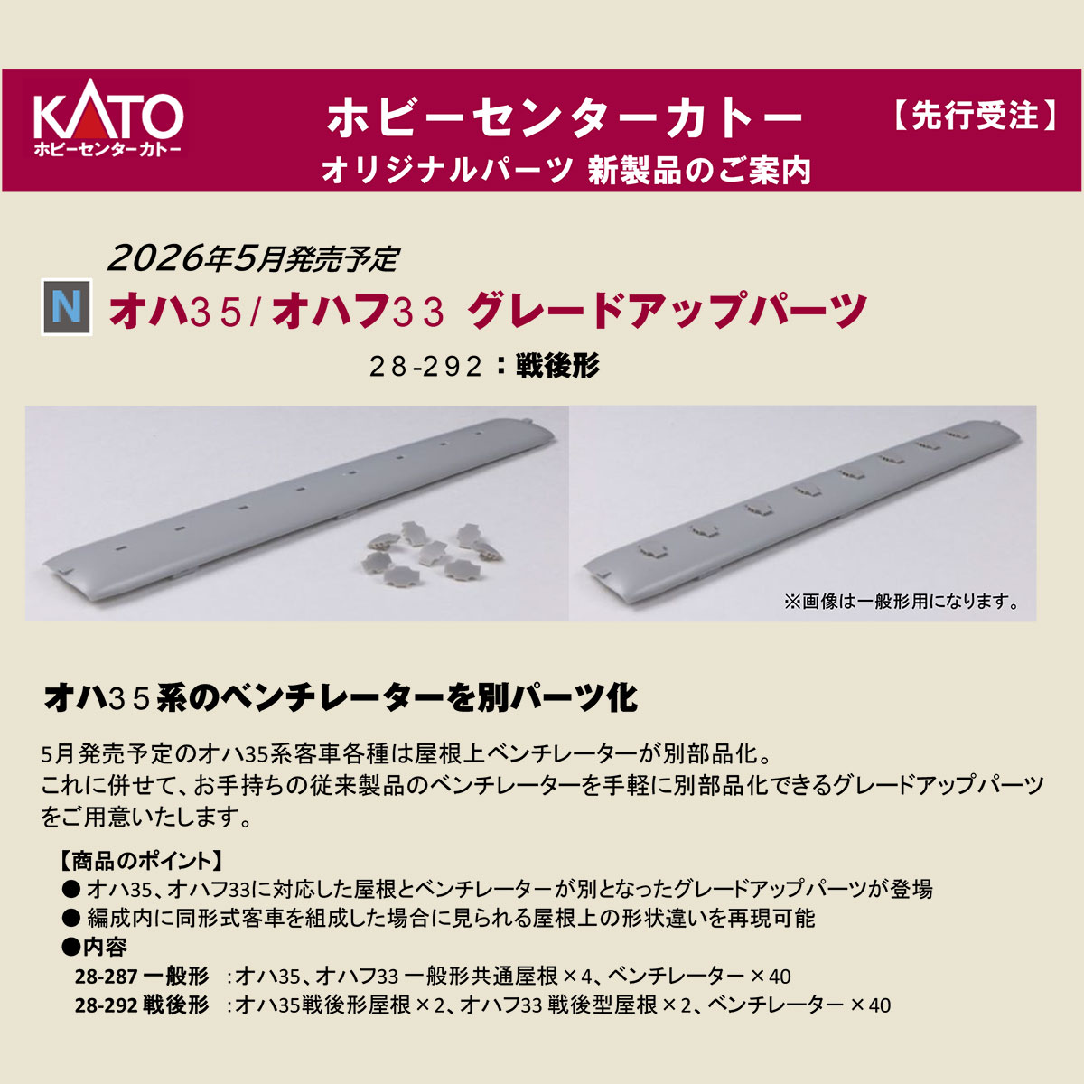 □予約品□ (N) 28-292 オハ35／オハフ33一般形グレードアップパーツ