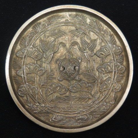古鏡 双鶴桐紋 保存箱 うらやましい 桃山時代 MA148｜金属工芸