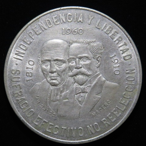 メキシコ 10ペソ銀貨☆1960年／メキシコ独立150周年記念／NGC MS62