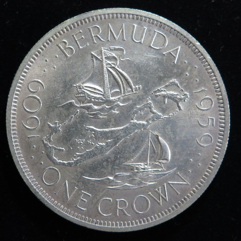 288.　銀貨　1964年　イギリス領　バミューダ　1クラウン　コイン バミューダ諸島 1クラウン銀貨 1964年 エリザベス2世 コイン