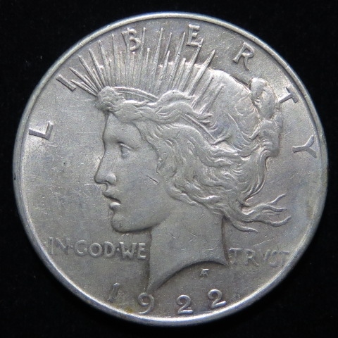 外国銭】アメリカ ピース 1ドル銀貨 1922年 （美品） | 世界の