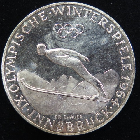 外国銭】 オーストリア インスブルック五輪 50シリングプルーフ銀貨