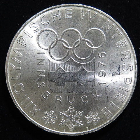 外国銭】 オーストリア インスブルック五輪 100シリング銀貨 1976年