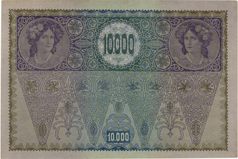 外国紙幣】 ドイツ オーストリア 10000クローネ札 併合加刷 1902年