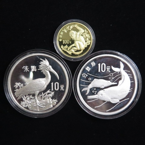 中国珍稀動物保護 1次 金貨・銀貨 プルーフ3点セット 1988年 （未使用