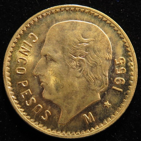 外国銭】 メキシコ 5ペソ金貨 1955年 （未使用） | 世界のコイン,外国 