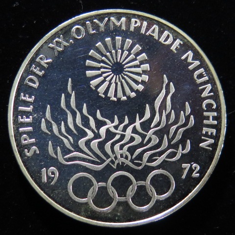 外国銭】 ドイツ ミュンヘン五輪 6次 10マルク銀貨 1972年 （未使用